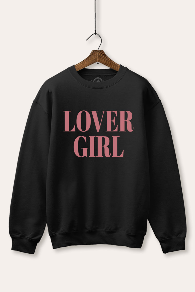 "lover girl" typography fleece sweatshirt