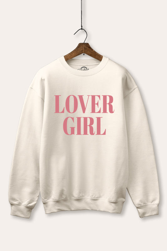 "lover girl" typography fleece sweatshirt