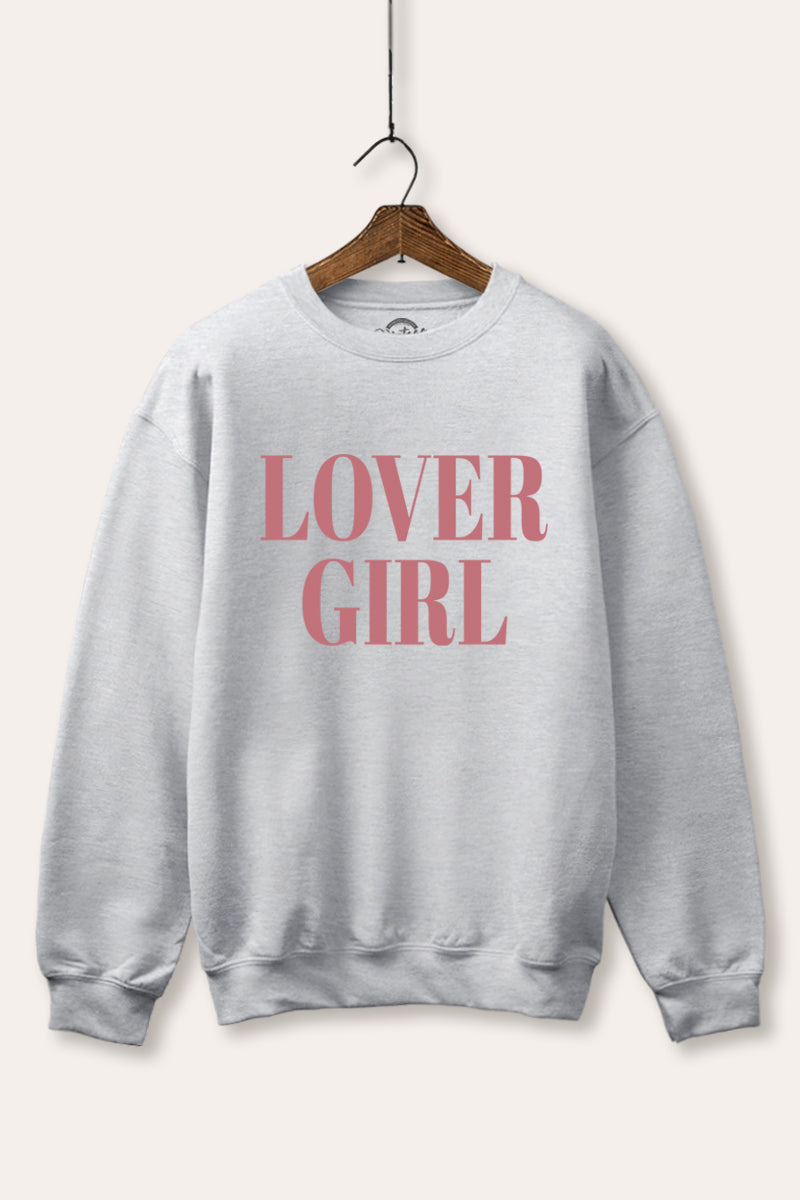 "lover girl" typography fleece sweatshirt