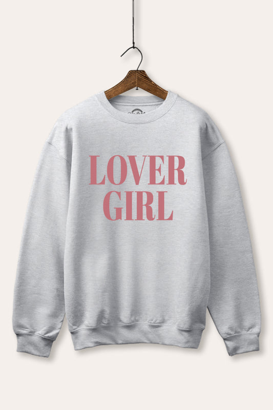 "lover girl" typography fleece sweatshirt
