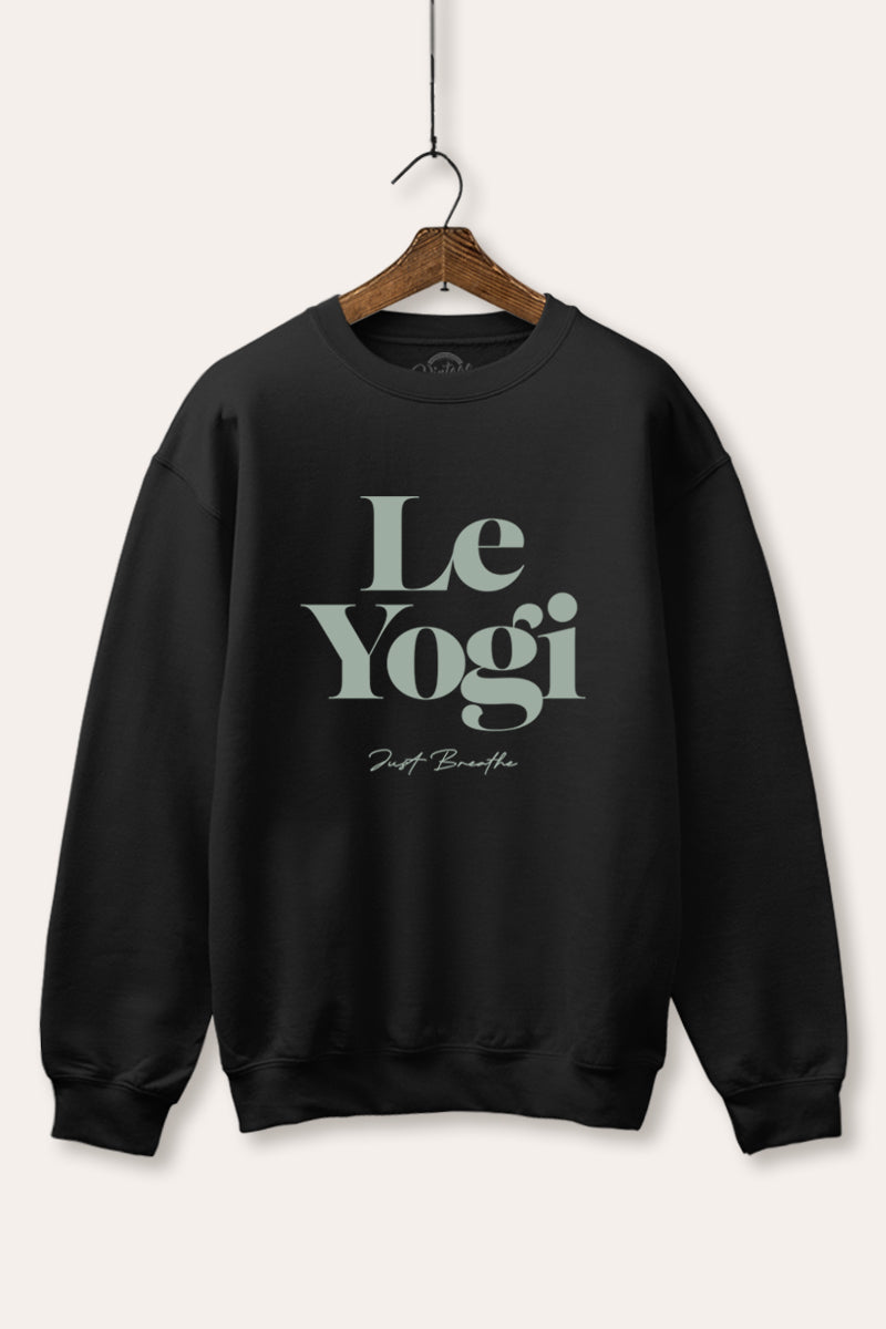 "le yogi" graphic fleece sweatshirt