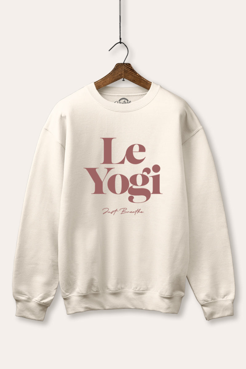 "le yogi" graphic fleece sweatshirt