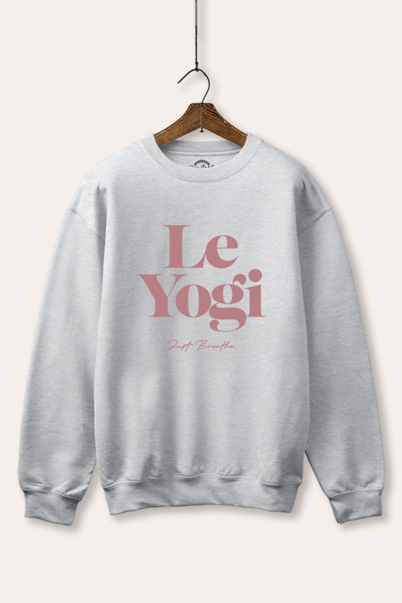 "le yogi" graphic fleece sweatshirt