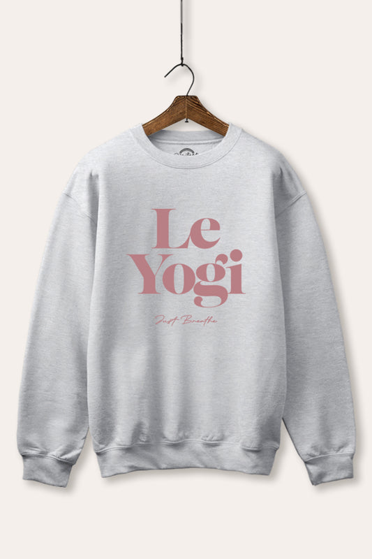"le yogi" graphic fleece sweatshirt