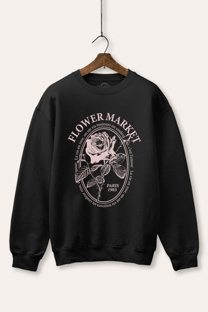 Flower Market Rose Graphic Fleece Sweatshirt