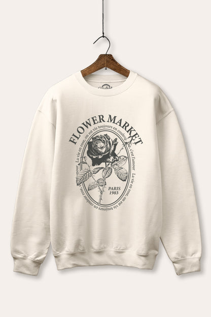 Flower Market Rose Graphic Fleece Sweatshirt