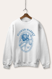 rose flower market graphic fleece sweatshirt