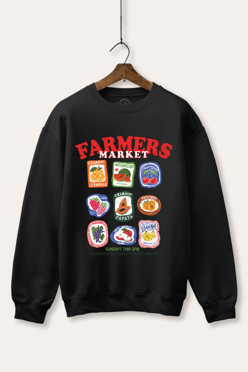 farmers market graphic fleece sweatshirt