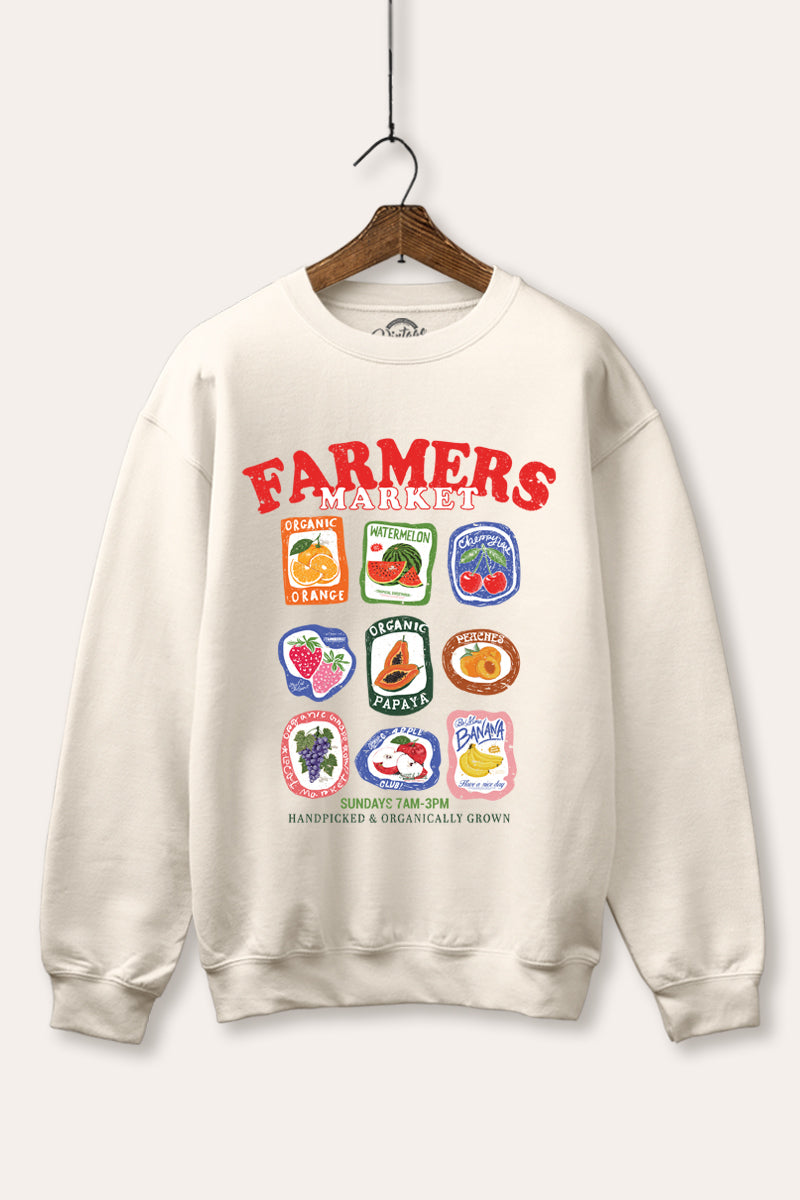farmers market graphic fleece sweatshirt
