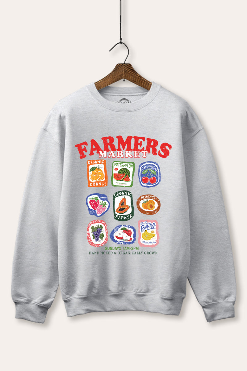 farmers market graphic fleece sweatshirt