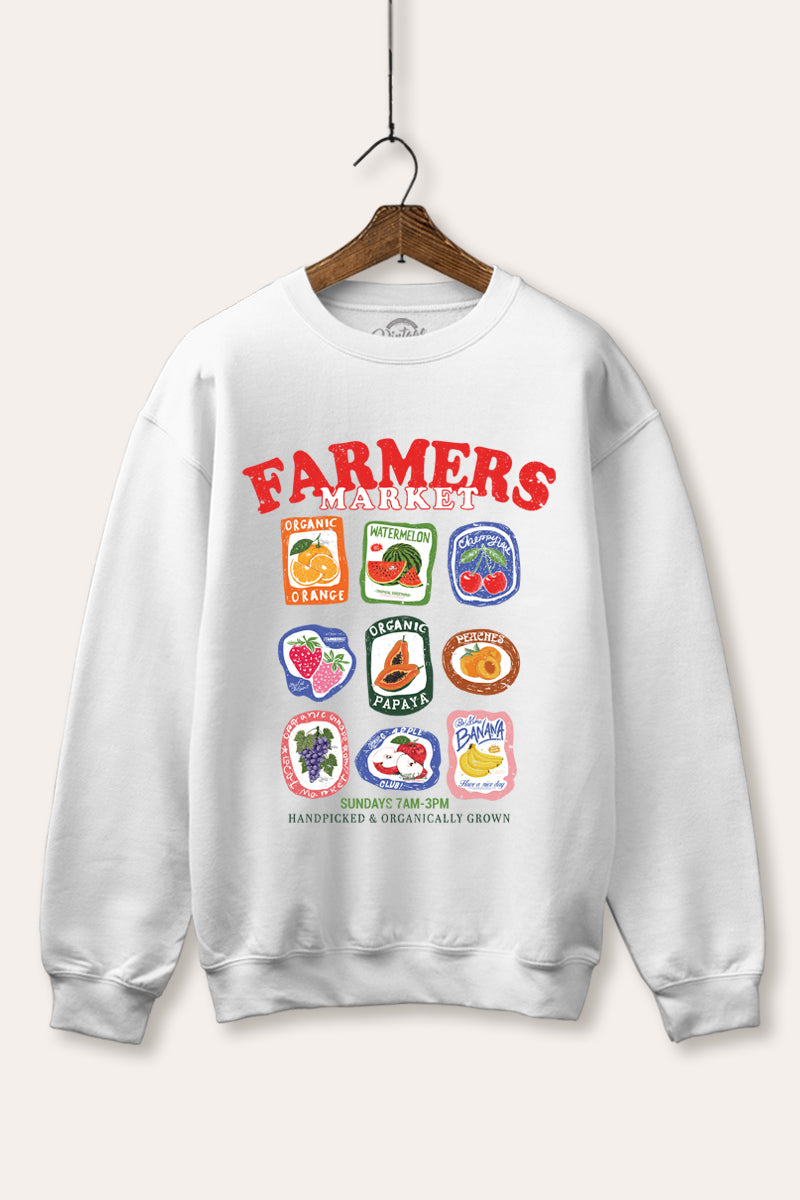 farmers market graphic fleece sweatshirt