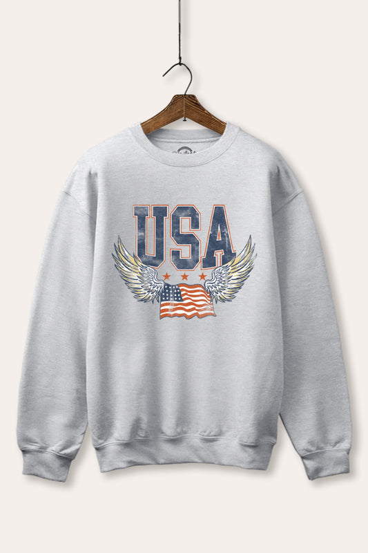 usa "wings of freedom" graphic fleece sweatshirt
