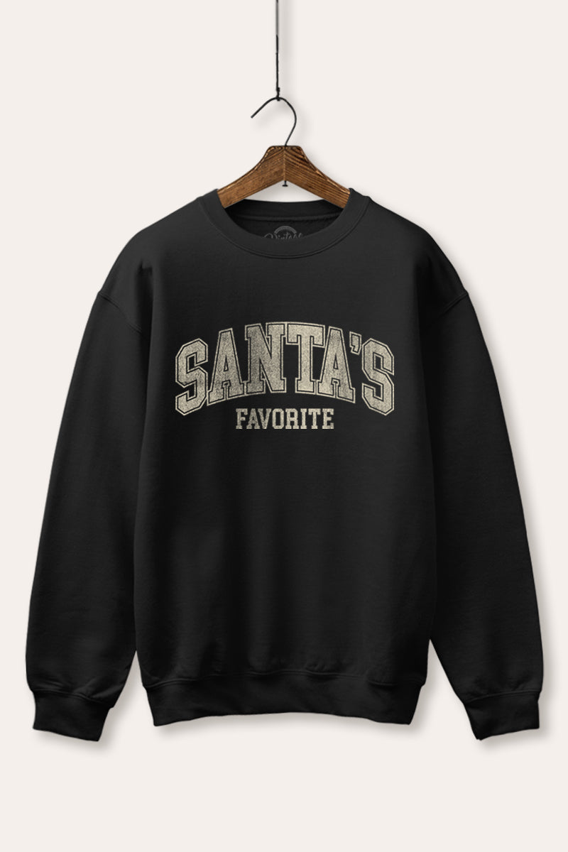 "santa's favorite" two-tier graphic fleece sweatshirt
