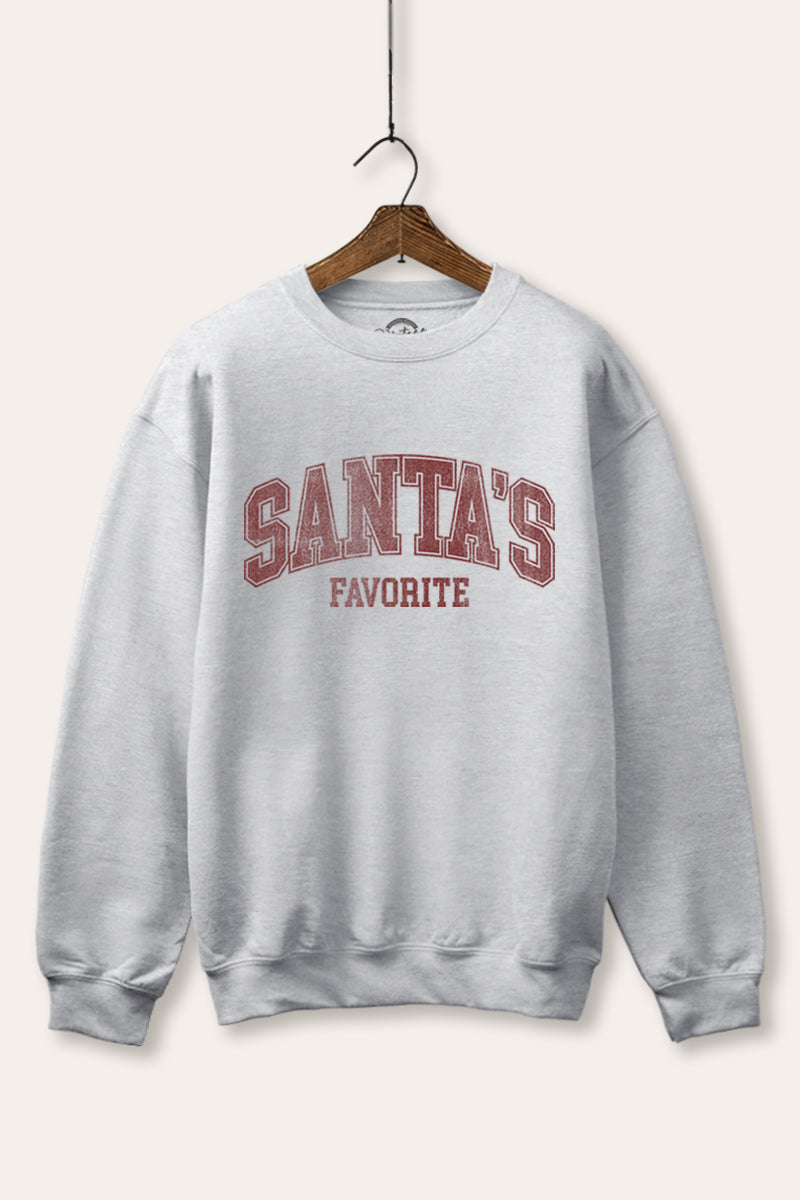 "santa's favorite" two-tier graphic fleece sweatshirt