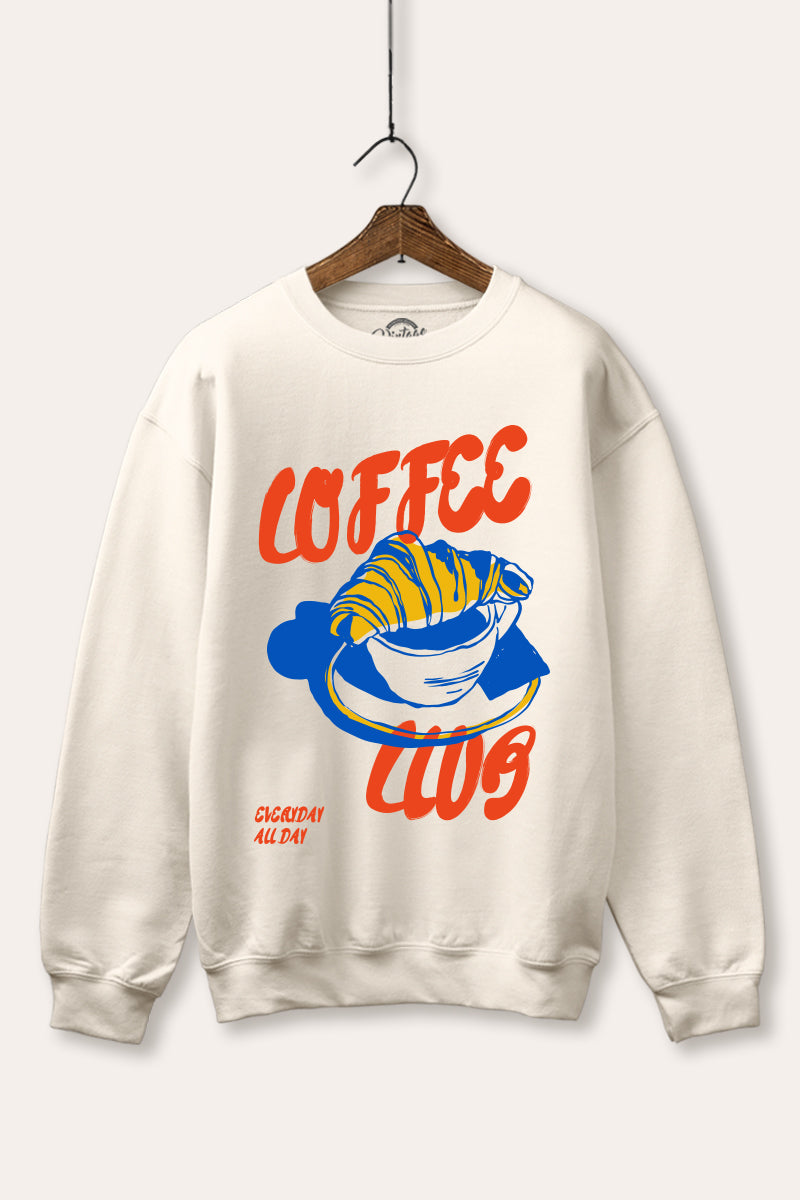 coffee club croissant graphic fleece sweatshirt