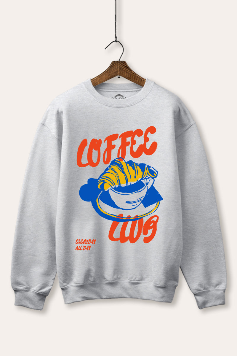 coffee club croissant graphic fleece sweatshirt