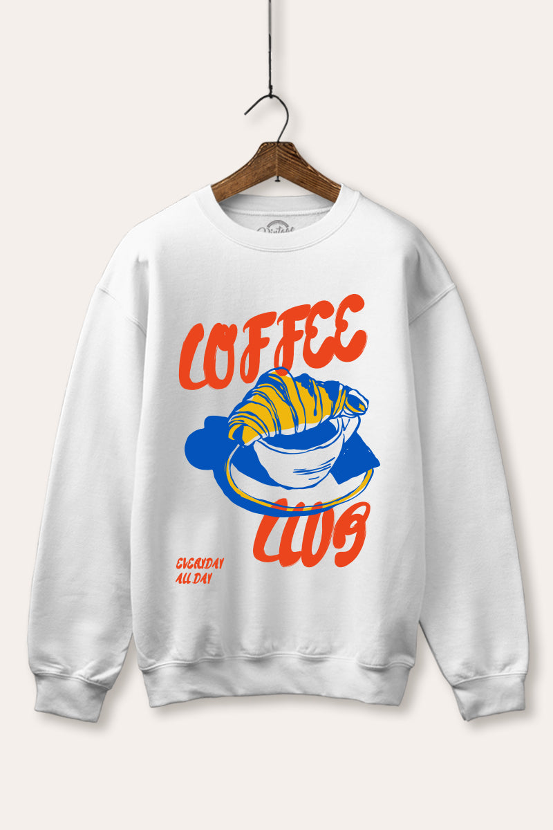 coffee club croissant graphic fleece sweatshirt