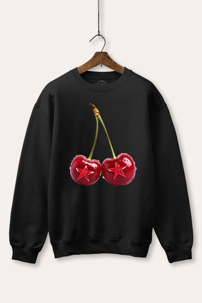 Cherry Star Fruit Graphic Fleece Sweatshirt