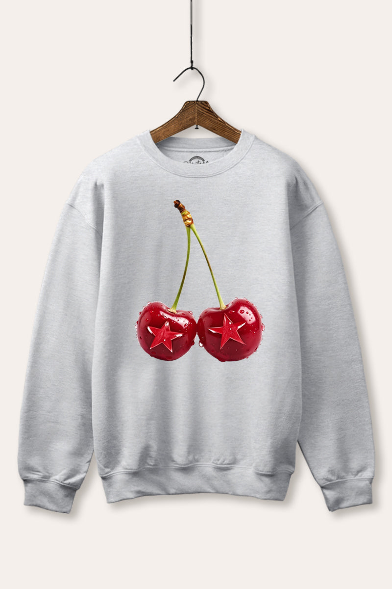 cherry star graphic fleece sweatshirt