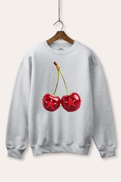 Cherry Star Fruit Graphic Fleece Sweatshirt