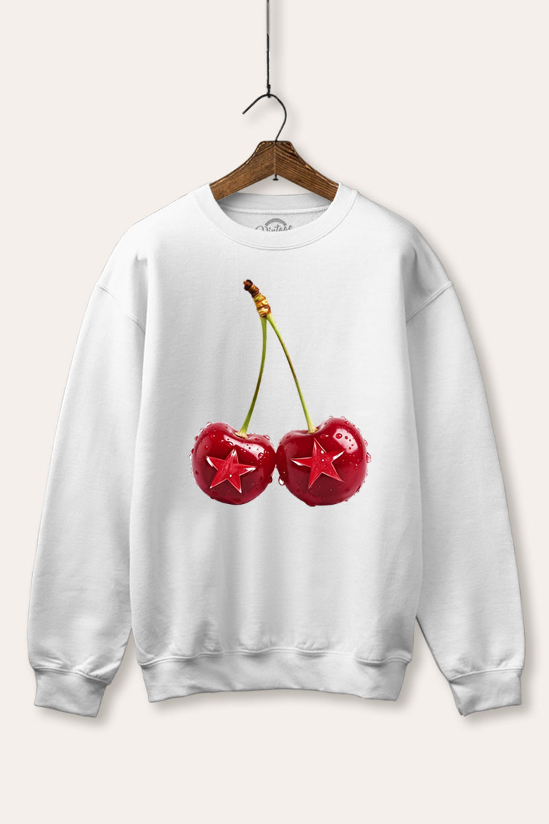 cherry star graphic fleece sweatshirt