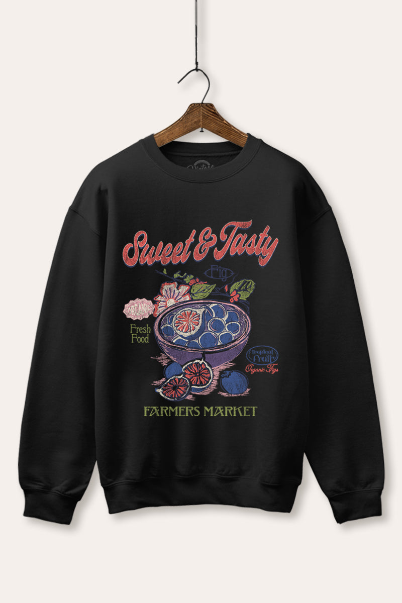 sweet & tasty blueberries graphic fleece sweatshirt