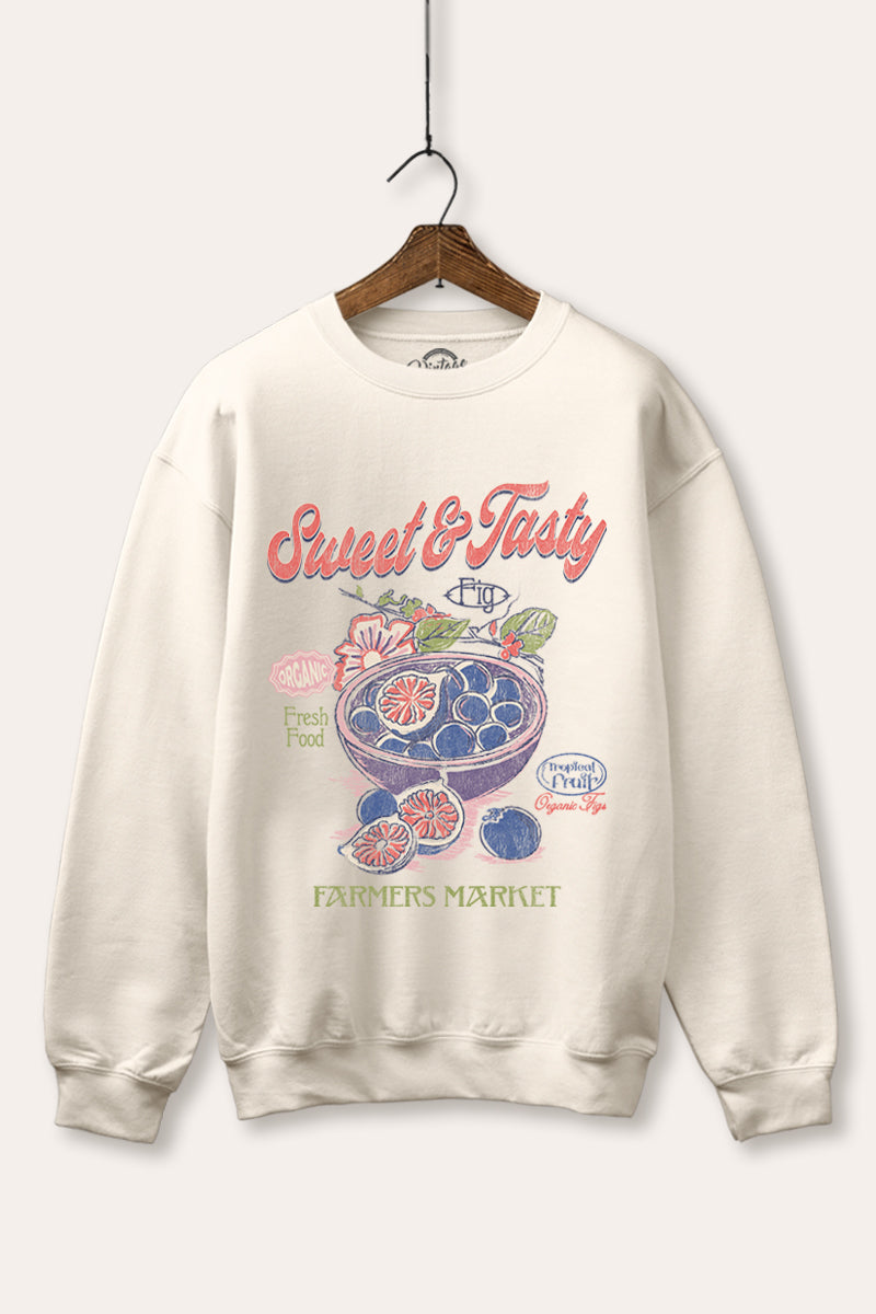 sweet & tasty blueberries graphic fleece sweatshirt