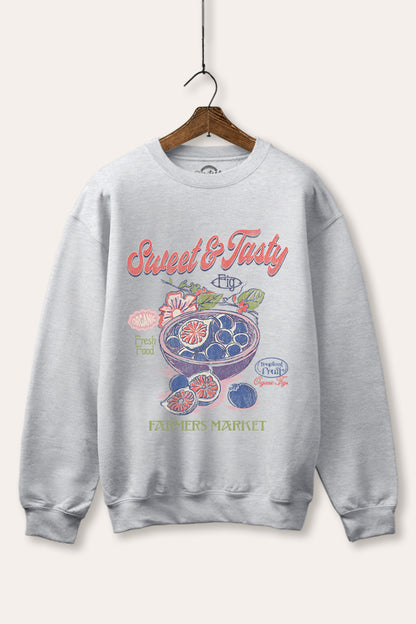 Sweet & Tasty Blueberry Fruit Graphic Fleece Sweatshirt