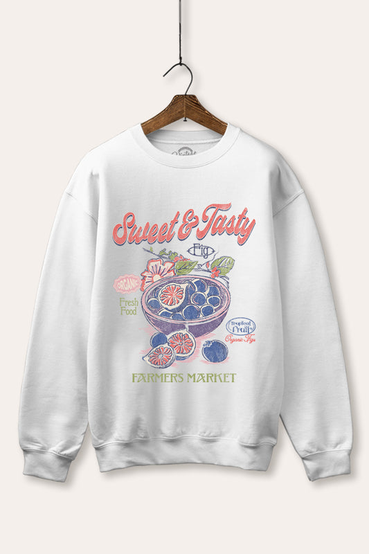 sweet & tasty blueberries graphic fleece sweatshirt