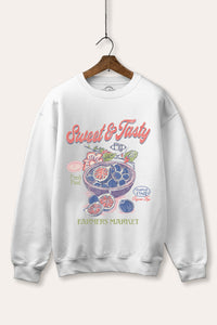 sweet & tasty blueberries graphic fleece sweatshirt