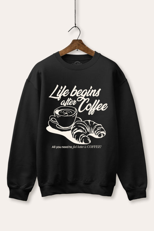 coffee & croissant graphic fleece sweatshirt