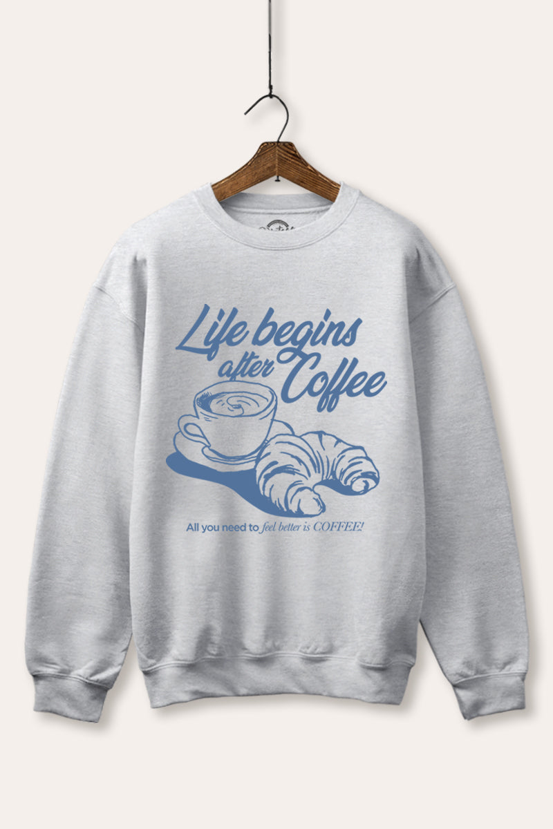 coffee & croissant graphic fleece sweatshirt