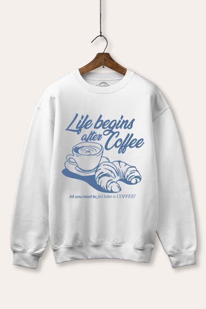 Life Begins After Coffee Graphic Fleece Sweatshirt