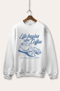 coffee & croissant graphic fleece sweatshirt