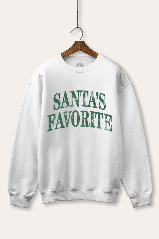"santa's favorite" stacked graphic fleece sweatshirt