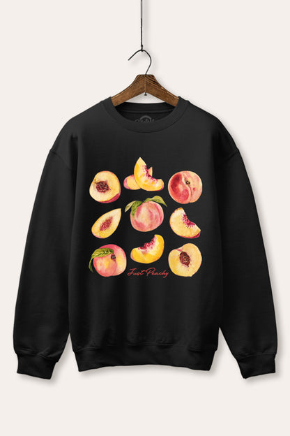 Just Peachy Fruit Graphic Fleece Sweatshirt