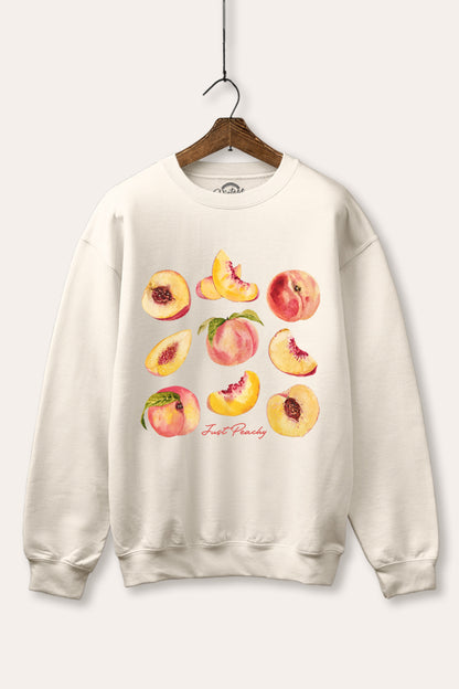 Just Peachy Fruit Graphic Fleece Sweatshirt