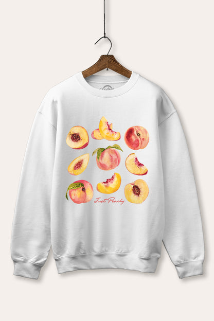 Just Peachy Fruit Graphic Fleece Sweatshirt