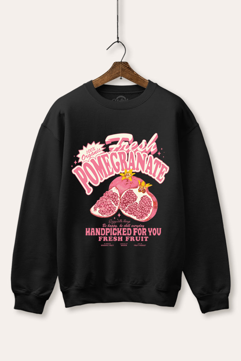 fresh pomegranate graphic fleece sweatshirt