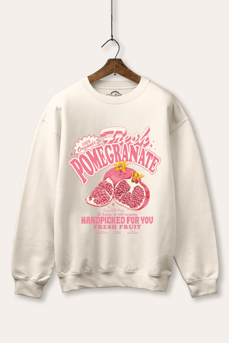 fresh pomegranate graphic fleece sweatshirt