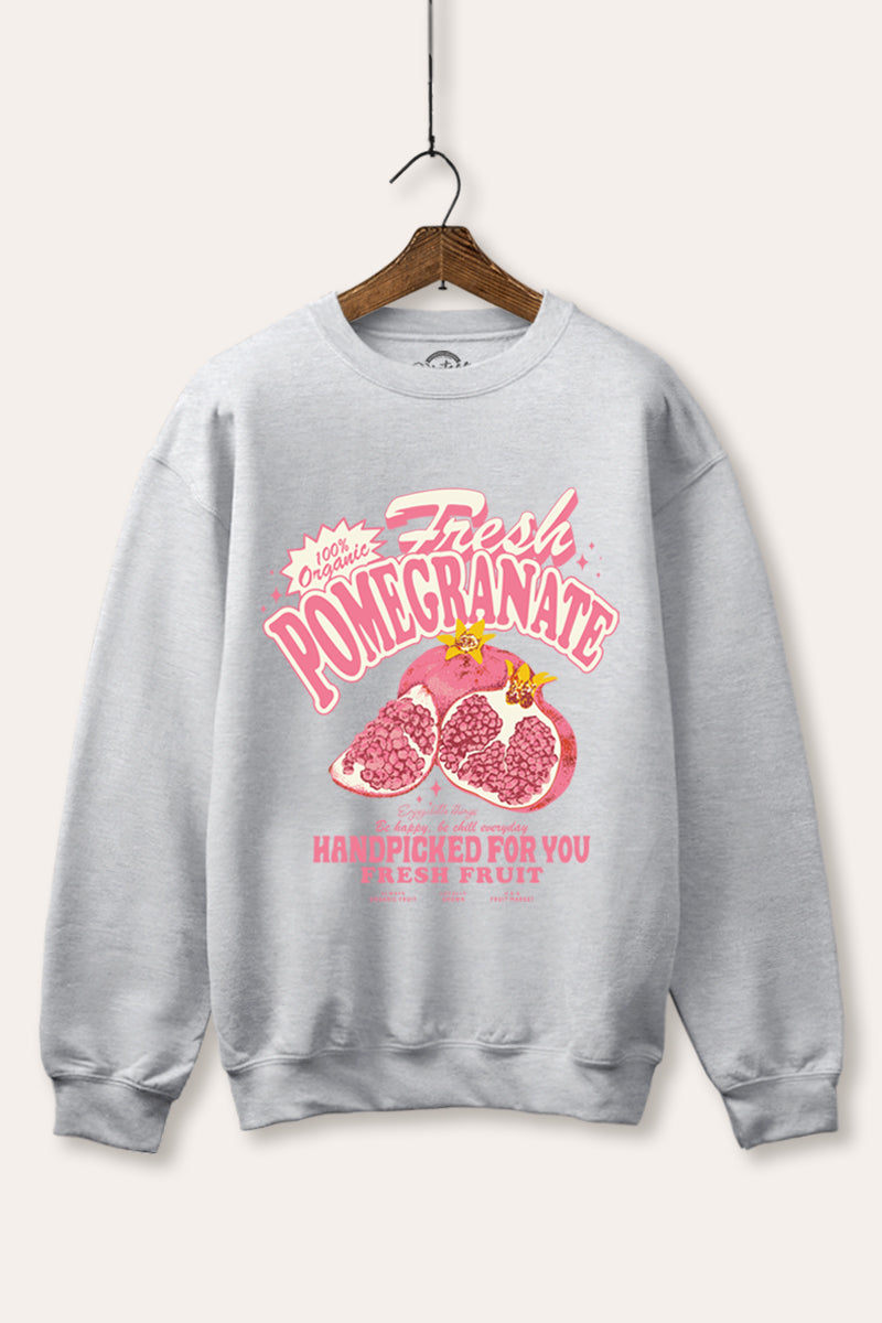 fresh pomegranate graphic fleece sweatshirt
