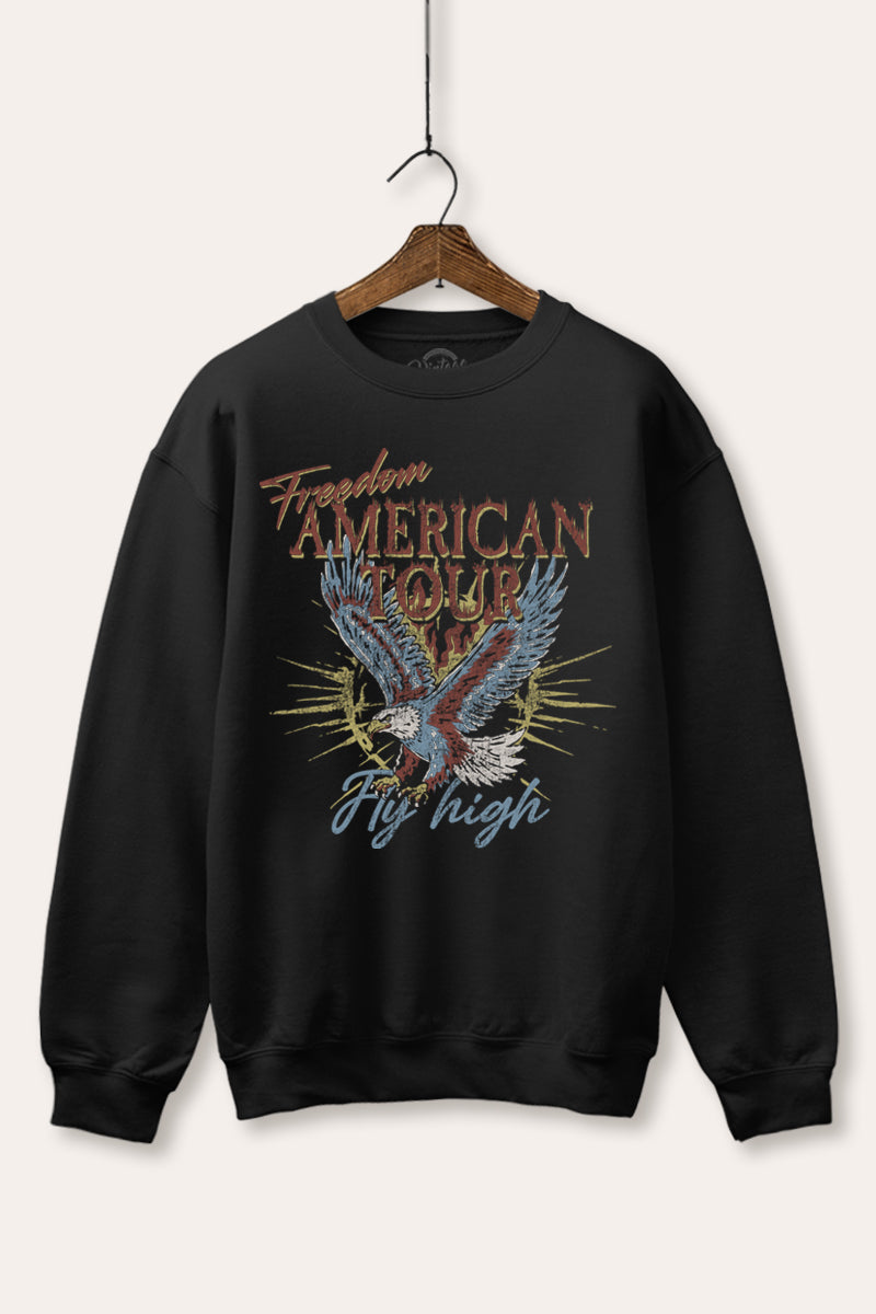 bald eagle "freedom" graphic fleece sweatshirt