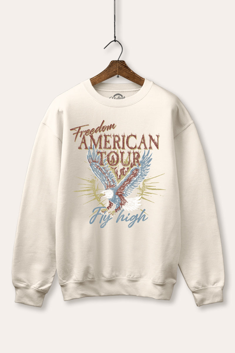 bald eagle "freedom" graphic fleece sweatshirt