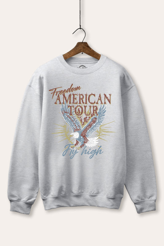 bald eagle "freedom" graphic fleece sweatshirt