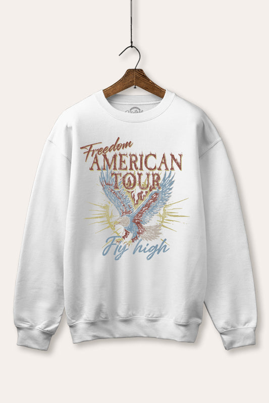 bald eagle "freedom" graphic fleece sweatshirt
