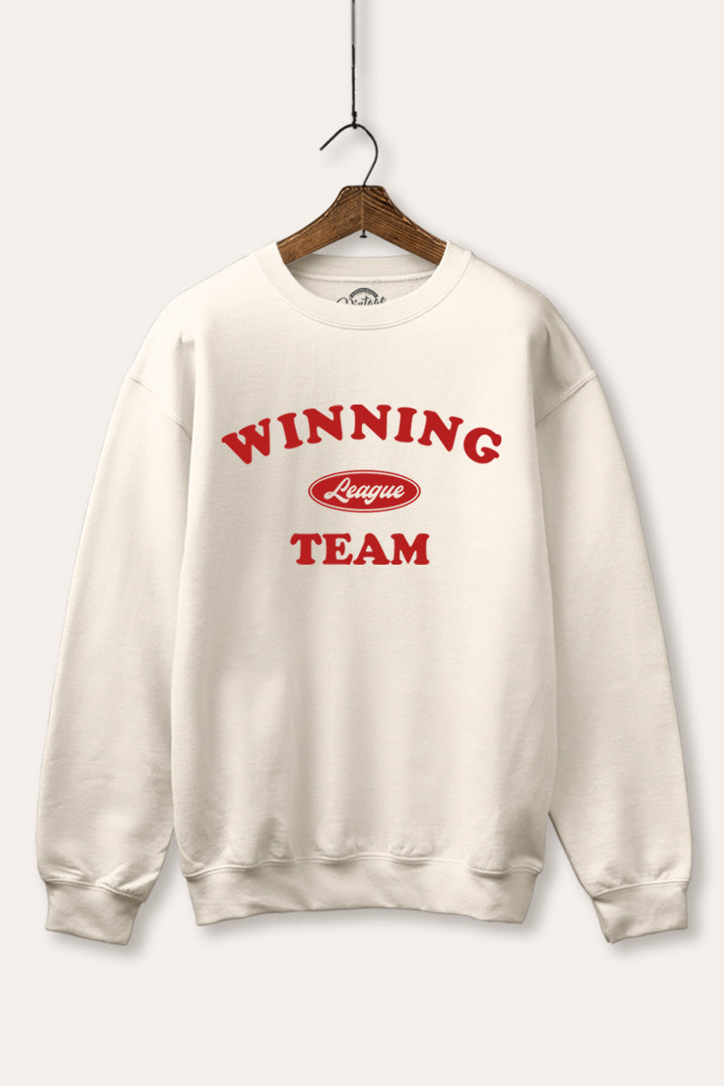 "winning team" graphic fleece sweatshirt