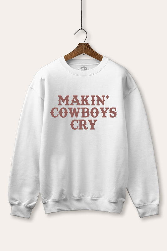"makin' cowboys cry" graphic fleece sweatshirt