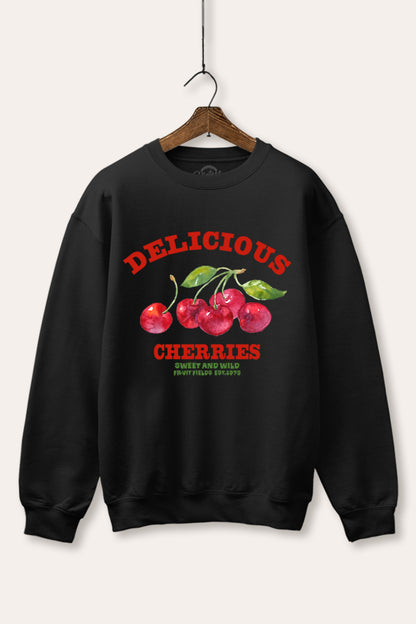 Delicious Cherries Fruit Graphic Fleece Sweatshirt