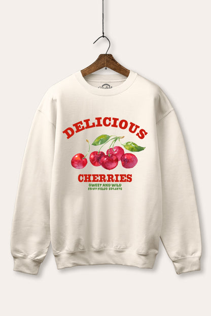 Delicious Cherries Fruit Graphic Fleece Sweatshirt