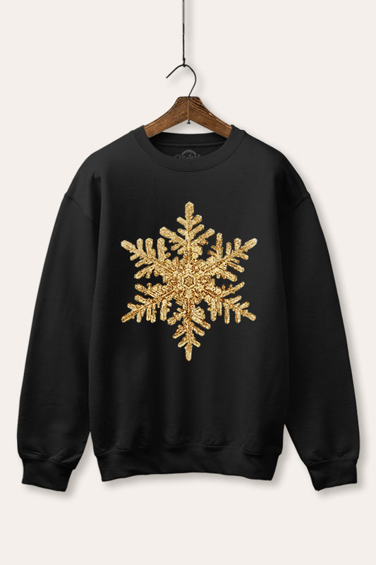 golden snowflake graphic fleece sweatshirt